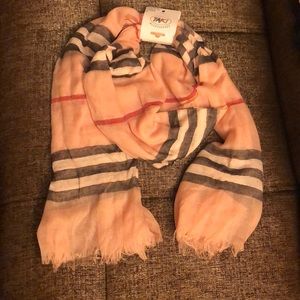 Pink sheer plaid scarf